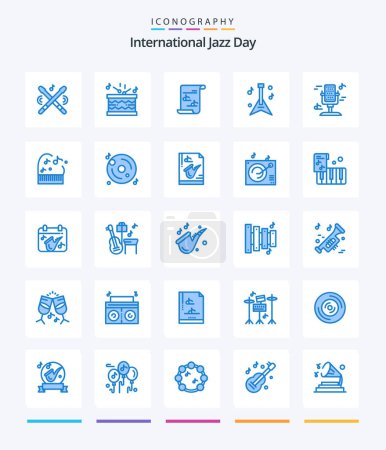 Ilustración de Creative International Jazz Day 25 Blue icon pack  Such As piano. education. guitar. sound. microphone - Imagen libre de derechos