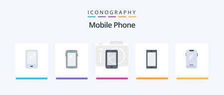 Illustration for Mobile Phone Flat 5 Icon Pack Including .. Creative Icons Design - Royalty Free Image