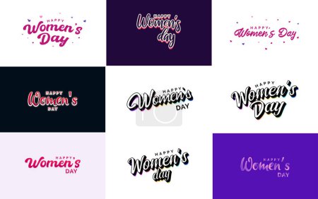 Illustration for Pink Happy Women's Day typographical design elements International Women's Day icon and symbol; minimalist design for international Women's Day concept; vector illustration - Royalty Free Image