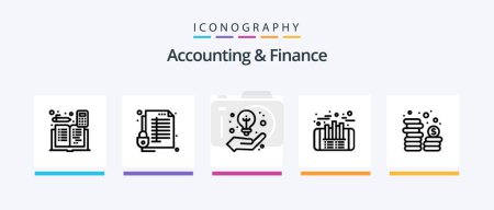 Téléchargez les illustrations : Accounting And Finance Line 5 Icon Pack Including business. money. accounting. coins. bookkeeping. Creative Icons Design - en licence libre de droit
