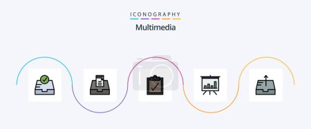 Illustration for Multimedia Line Filled Flat 5 Icon Pack Including . analytics. outbox - Royalty Free Image