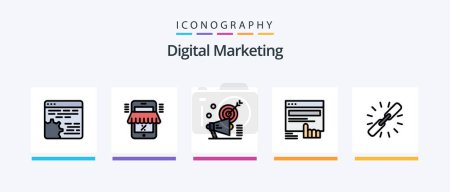 Illustration for Digital Marketing Line Filled 5 Icon Pack Including website. launch. marketplace. vision. money. Creative Icons Design - Royalty Free Image