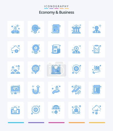Ilustración de Creative Economy And Business 25 Blue icon pack  Such As development. . chart. capital. bank - Imagen libre de derechos