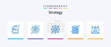 Téléchargez les illustrations : Strategy Blue 5 Icon Pack Including . success. configuration. climb. management. Creative Icons Design - en licence libre de droit