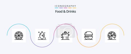 Téléchargez les illustrations : Food and Drinks Line 5 Icon Pack Including . cooking. pizza. food - en licence libre de droit