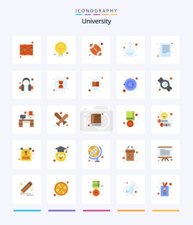 Illustration for Creative University 25 Flat icon pack  Such As files. . american. research. flask - Royalty Free Image