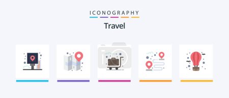 Illustration for Travel Flat 5 Icon Pack Including path. road. navigate. destination. travel. Creative Icons Design - Royalty Free Image
