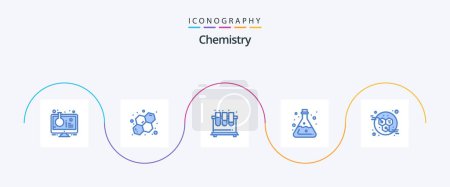 Illustration for Chemistry Blue 5 Icon Pack Including lab. tube. chemistry. lab. study - Royalty Free Image