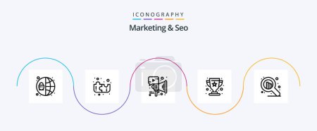 Téléchargez les illustrations : Marketing And Seo Line 5 Icon Pack Including . stock. megaphone. seo. winner - en licence libre de droit