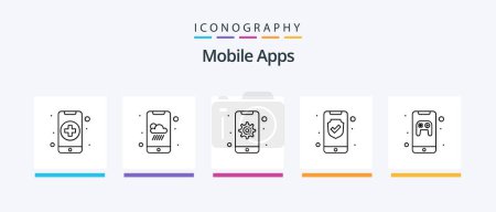 Illustration for Mobile Apps Line 5 Icon Pack Including card. video streaming. app. video player. smartphone. Creative Icons Design - Royalty Free Image