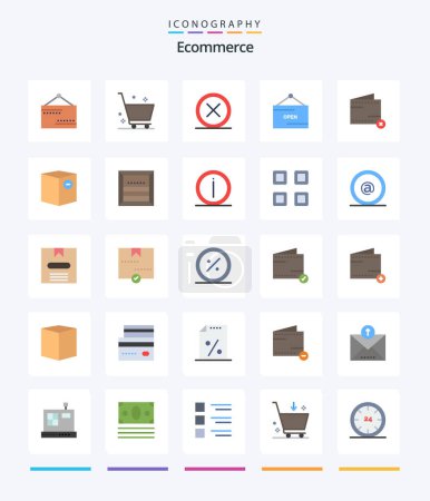 Illustration for Creative Ecommerce 25 Flat icon pack  Such As close. open. cancel. e. remove - Royalty Free Image