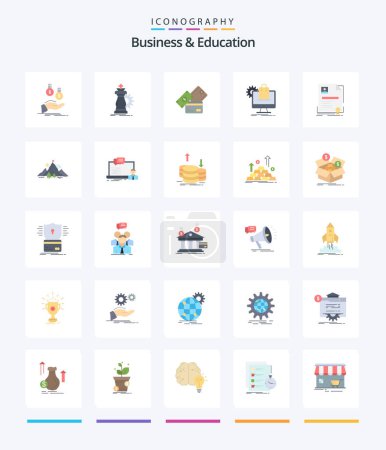Téléchargez les illustrations : Creative Business And Education 25 Flat icon pack  Such As ecommerce. shopping. knight. wallet. currency - en licence libre de droit