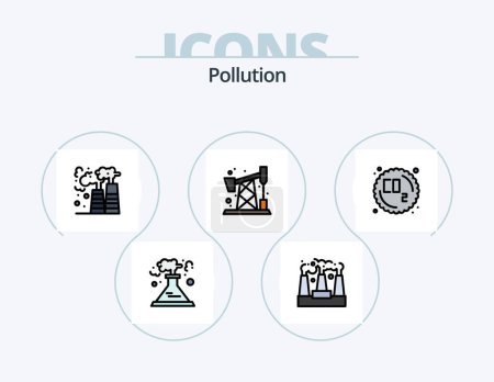 Illustration for Pollution Line Filled Icon Pack 5 Icon Design. waste. gas. pollution. can. trash - Royalty Free Image