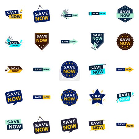 Téléchargez les illustrations : Save Now 25 Fresh Typographic Designs for an updated saving campaign - en licence libre de droit