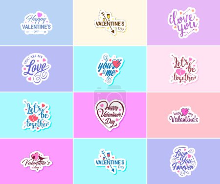 Ilustración de Heartfelt Typography and Graphics Stickers for Valentine's Day - Imagen libre de derechos
