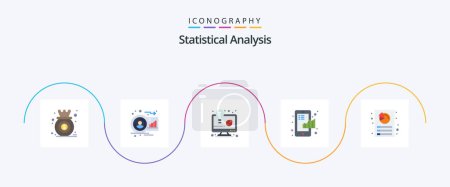 Illustration for Statistical Analysis Flat 5 Icon Pack Including graph. chart. human. business. business report - Royalty Free Image