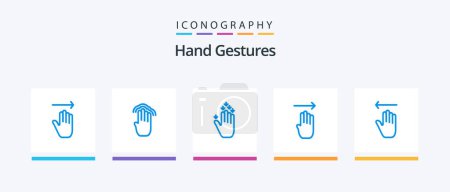 Téléchargez les illustrations : Hand Gestures Blue 5 Icon Pack Including hand. gesture. multiple tap. four. down. Creative Icons Design - en licence libre de droit