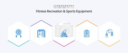 Illustration for Fitness Recreation And Sports Equipment 25 Blue icon pack including progress. coach. game. clipboard. runner - Royalty Free Image