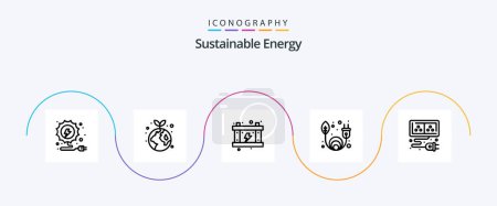 Illustration for Sustainable Energy Line 5 Icon Pack Including energy. cable. energy. adapter. green energy - Royalty Free Image