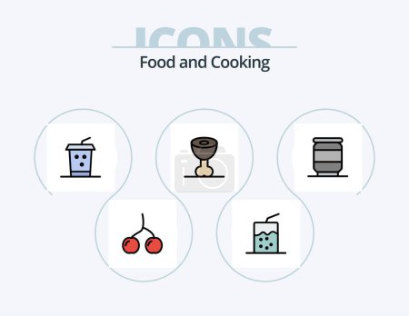 Téléchargez les illustrations : Food Line Filled Icon Pack 5 Icon Design. . cup. . drink - en licence libre de droit