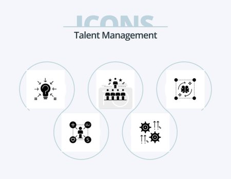 Téléchargez les illustrations : Talent Management Glyph Icon Pack 5 Icon Design. star. position. wheel. suggestion. idea - en licence libre de droit