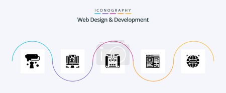 Illustration for Web Design And Development Glyph 5 Icon Pack Including video . data . sketch. blueprint - Royalty Free Image
