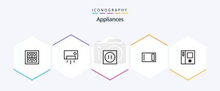 Téléchargez les illustrations : Appliances 25 Line icon pack including fridge. home. appliances. chopping. appliances - en licence libre de droit