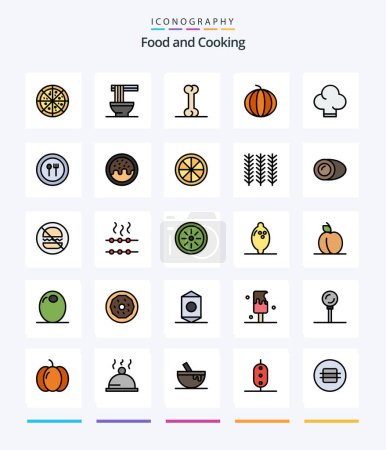 Illustration for Creative Food 25 Line FIlled icon pack  Such As knife. food. berry. hat. chef - Royalty Free Image
