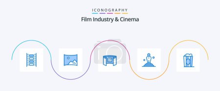 Illustration for Cenima Blue 5 Icon Pack Including cinema. movie. cinematography. film. hd - Royalty Free Image
