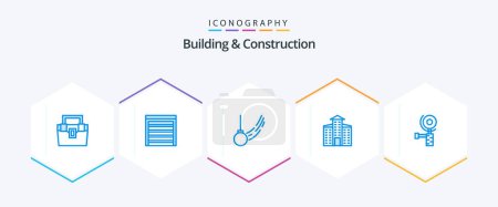 Ilustración de Building And Construction 25 Blue icon pack including construction. city. house. building. ball - Imagen libre de derechos
