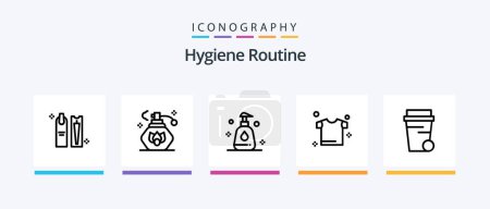 Ilustración de Hygiene Routine Line 5 Icon Pack Including . cleaning. coffee. clean. drying. Creative Icons Design - Imagen libre de derechos