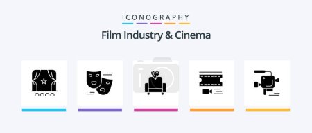 Illustration for Cenima Glyph 5 Icon Pack Including film. camera. cinema. filmstrip. film. Creative Icons Design - Royalty Free Image