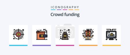 Illustration for Crowdfunding Line Filled 5 Icon Pack Including project. money. charity. economist. banker. Creative Icons Design - Royalty Free Image