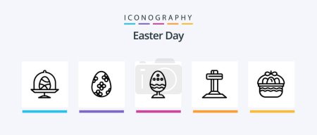 Téléchargez les illustrations : Easter Line 5 Icon Pack Including decoration. egg. basket. aester. file. Creative Icons Design - en licence libre de droit