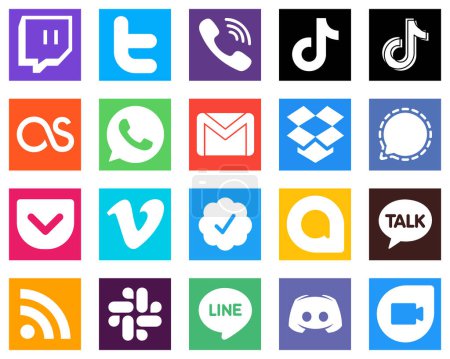 Téléchargez les illustrations : All in One Social Media Icon Set 20 icons such as signal; mail; video; email and whatsapp icons. High definition and unique - en licence libre de droit