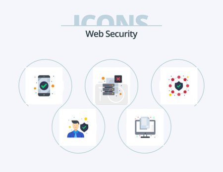 Téléchargez les illustrations : Web Security Flat Icon Pack 5 Icon Design. network. data. information. ok. check - en licence libre de droit