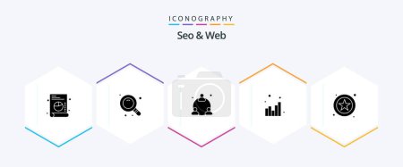 Illustration for Seo and Web 25 Glyph icon pack including . web. network. star. web - Royalty Free Image