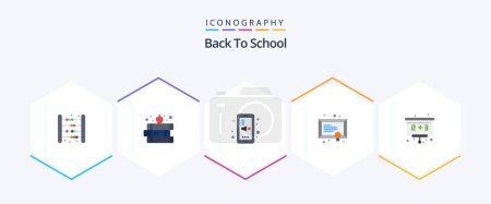 Illustration for Back To School 25 Flat icon pack including back to school. school. apple. education. mute - Royalty Free Image
