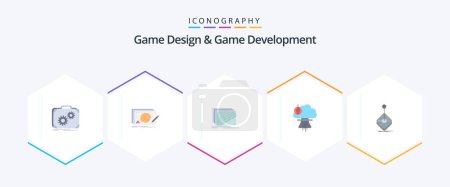 Téléchargez les illustrations : Game Design And Game Development 25 Flat icon pack including nuclear. bomb. complete. textures. layout - en licence libre de droit