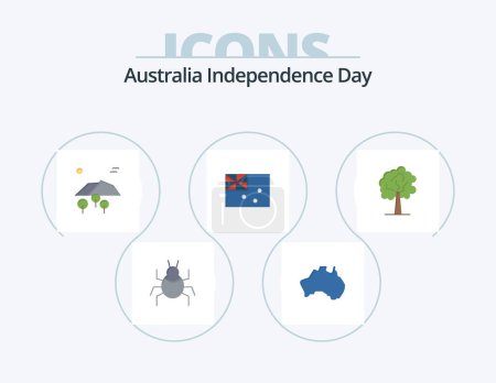 Illustration for Australia Independence Day Flat Icon Pack 5 Icon Design. tree. country. travel. australia. birds - Royalty Free Image