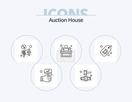 Ilustración de Auction Line Icon Pack 5 Icon Design. search. explore. law. protection. lock - Imagen libre de derechos