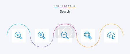 Téléchargez les illustrations : Search Blue 5 Icon Pack Including research. cloud. research. search. look - en licence libre de droit