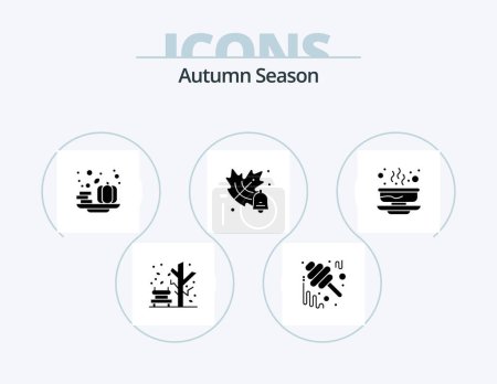 Téléchargez les illustrations : Autumn Glyph Icon Pack 5 Icon Design. hot. school. jar. education. vegetable - en licence libre de droit