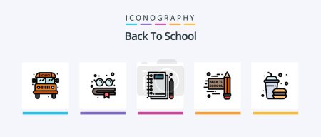 Téléchargez les illustrations : Back To School Line Filled 5 Icon Pack Including pencil. back to school. student. school. marker. Creative Icons Design - en licence libre de droit