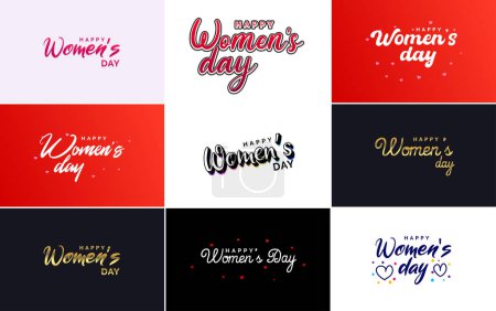 Ilustración de Set of Happy International Woman's Day signs. emblems. and design elements vector collection of signs. labels. and badges - Imagen libre de derechos