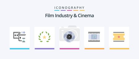 Illustration for Cenima Flat 5 Icon Pack Including movie tickets. cinema tickets. entertainment. filmstrip. film. Creative Icons Design - Royalty Free Image