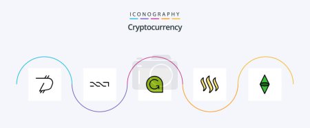 Téléchargez les illustrations : Cryptocurrency Line Filled Flat 5 Icon Pack Including ethereum. cryptocurrency. game credits. crypto. steem - en licence libre de droit