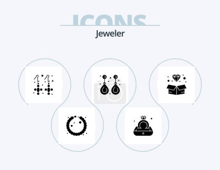 Ilustración de Jewellery Glyph Icon Pack 5 Icon Design. diamond. valuable. fashion. jewelry. fashion - Imagen libre de derechos