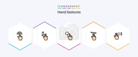 Illustration for Hand Gestures 25 FilledLine icon pack including touch. hand. up. gestures. gestures - Royalty Free Image