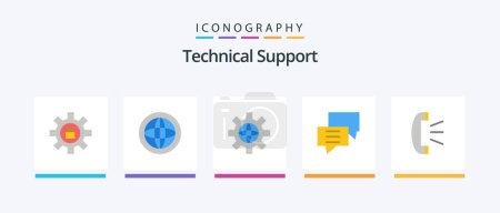 Ilustración de Technical Support Flat 5 Icon Pack Including group. customer. support. chat. technical. Creative Icons Design - Imagen libre de derechos